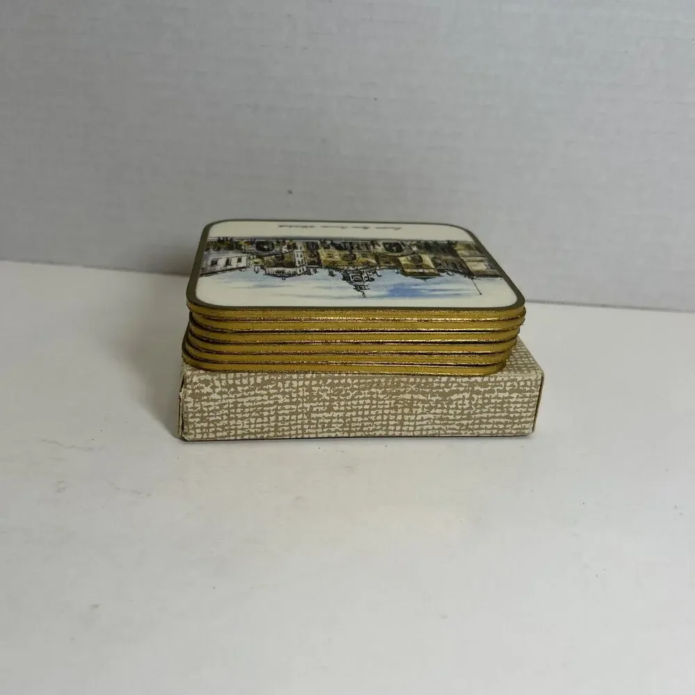 Vtg Coasters London England Landmarks Cork Backs Qty 6 WJB Ltd Made In Britain
